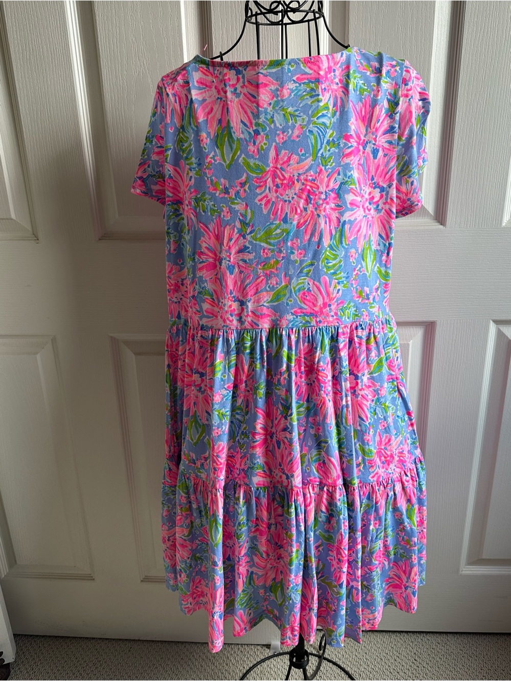 Lilly Pulitzer Pink, Blue & Green Floral Tiered Dress NWT - Picture 3 of 7